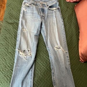 Levi's 501 Light Blue Distressed jeans